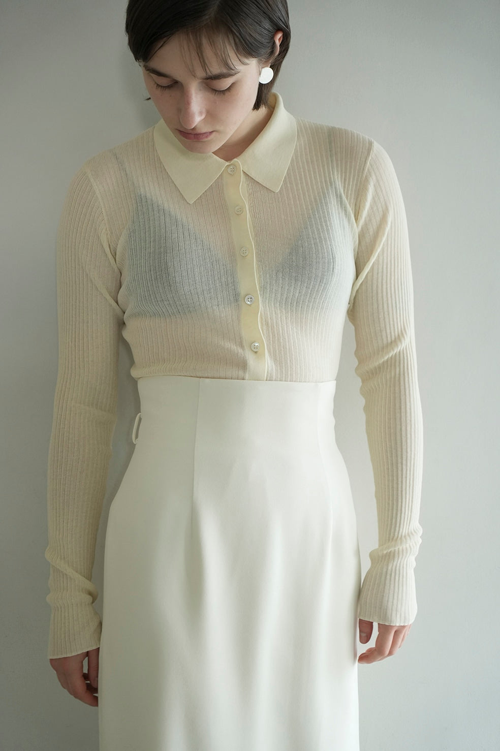 sheer rib knit shirt