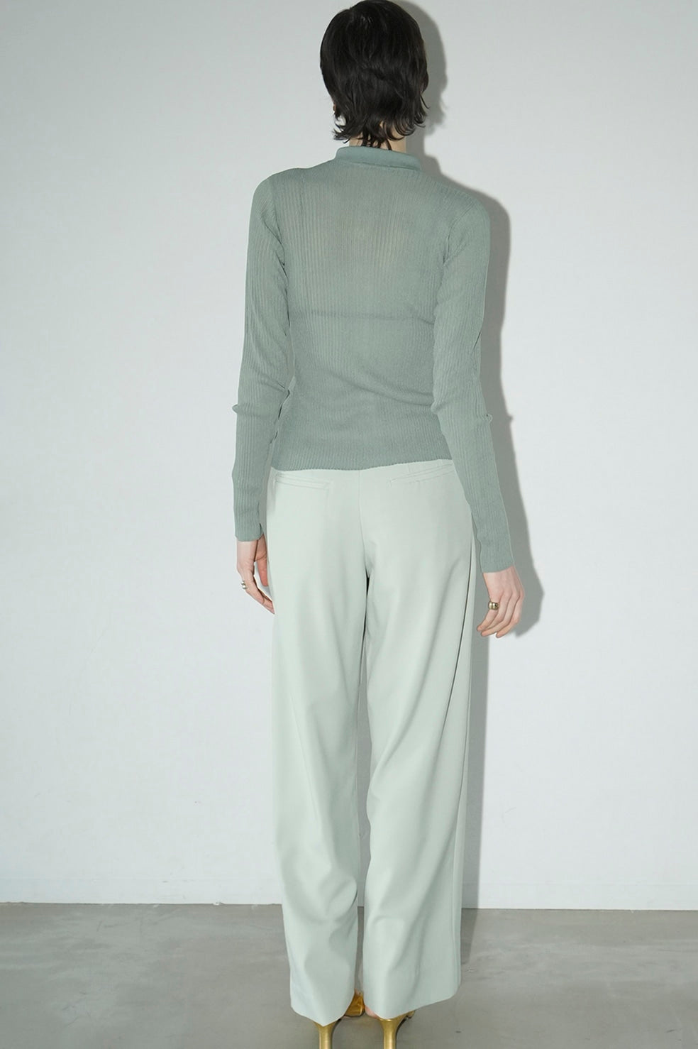 sheer rib knit shirt