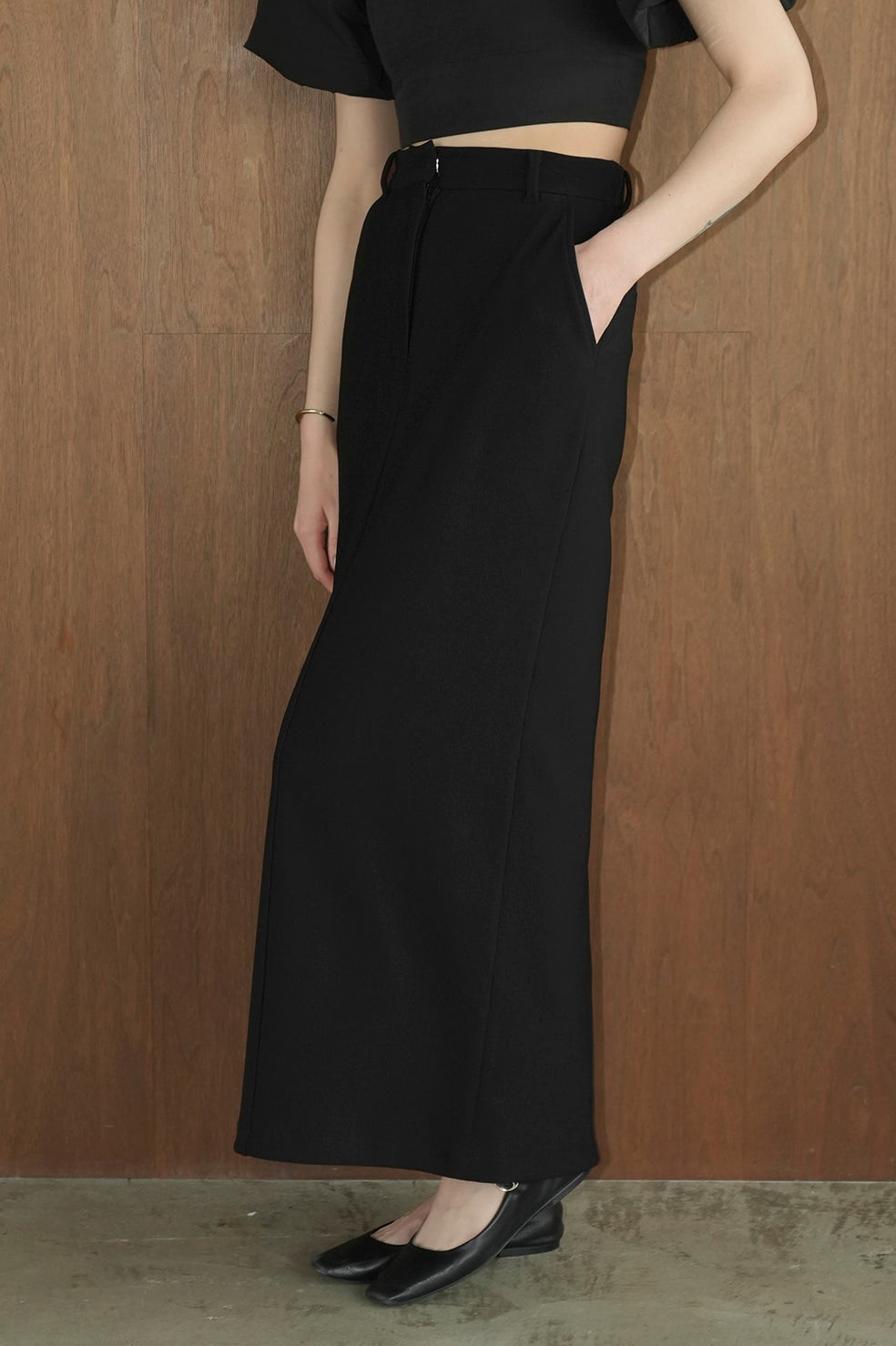 rib stripe straight skirt