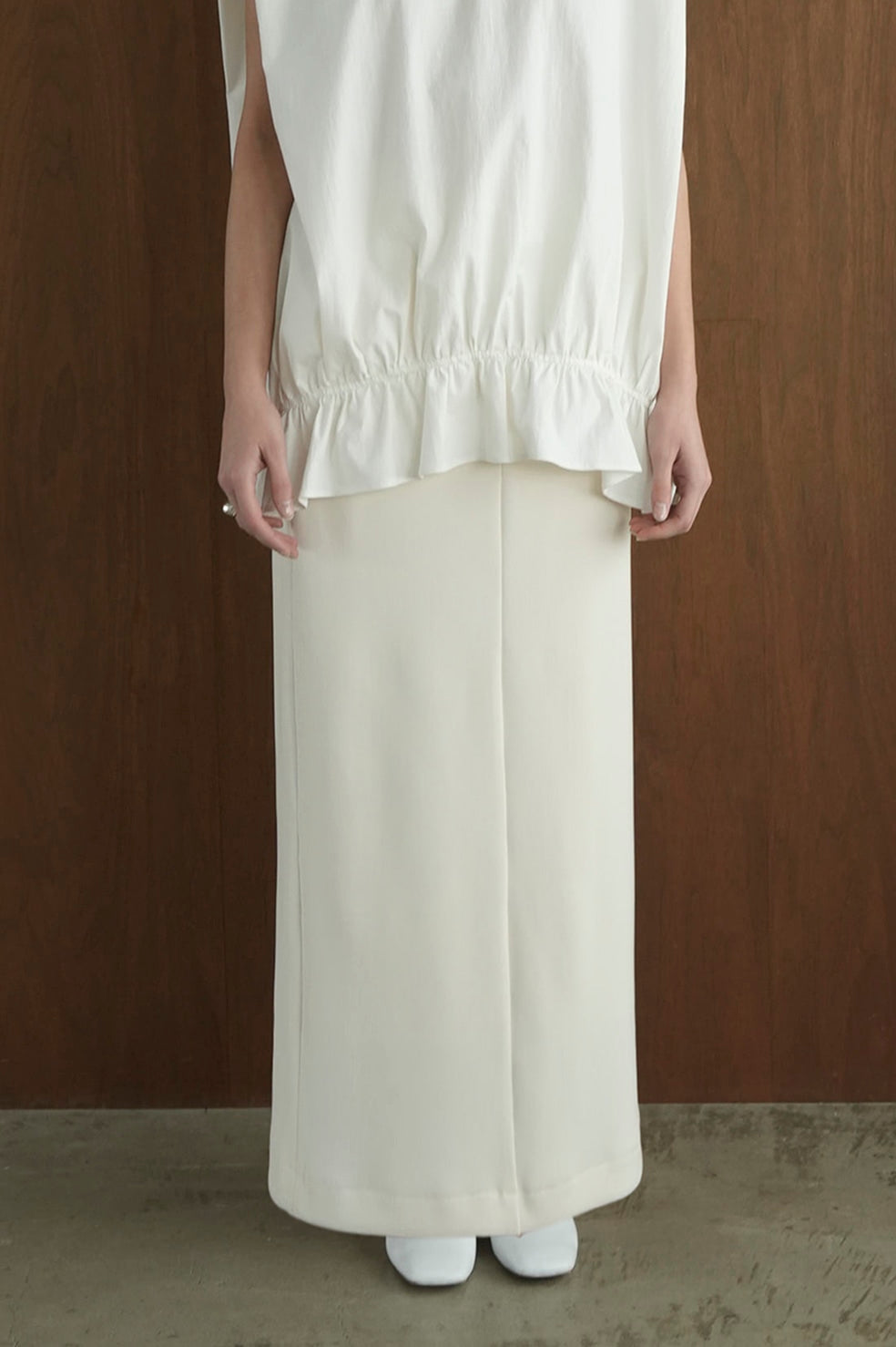 rib stripe straight skirt