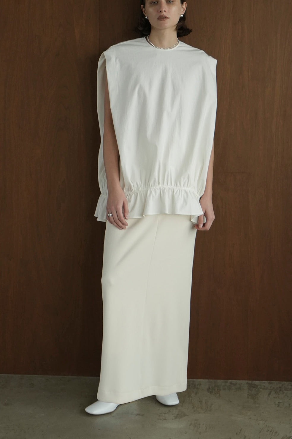 rib stripe straight skirt