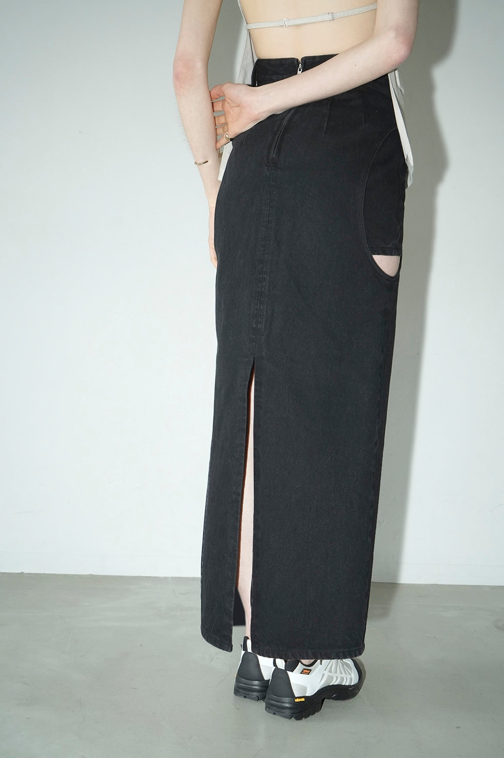 circle cut layered denim skirt