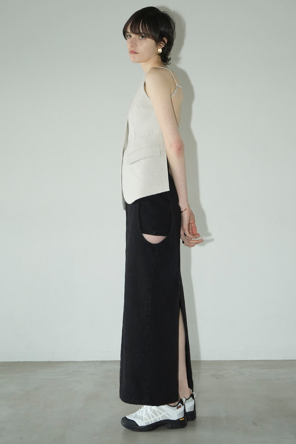 circle cut layered denim skirt