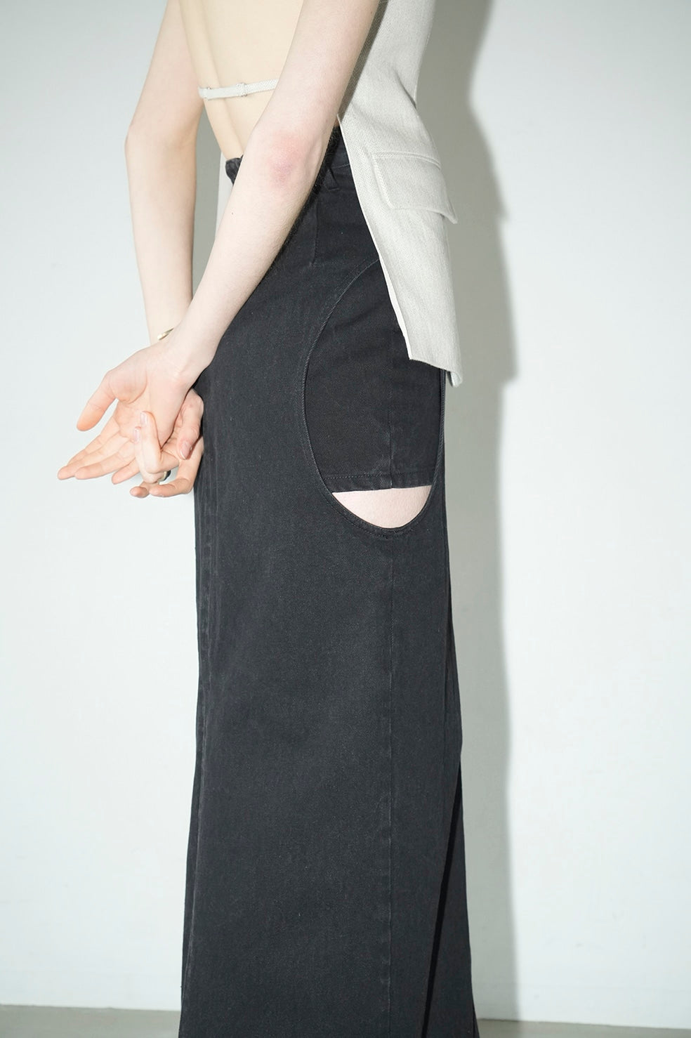 circle cut layered denim skirt