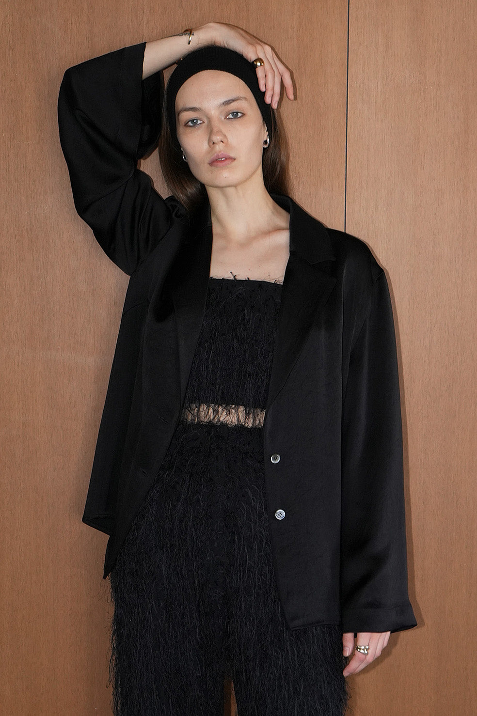 tailored satin shirt