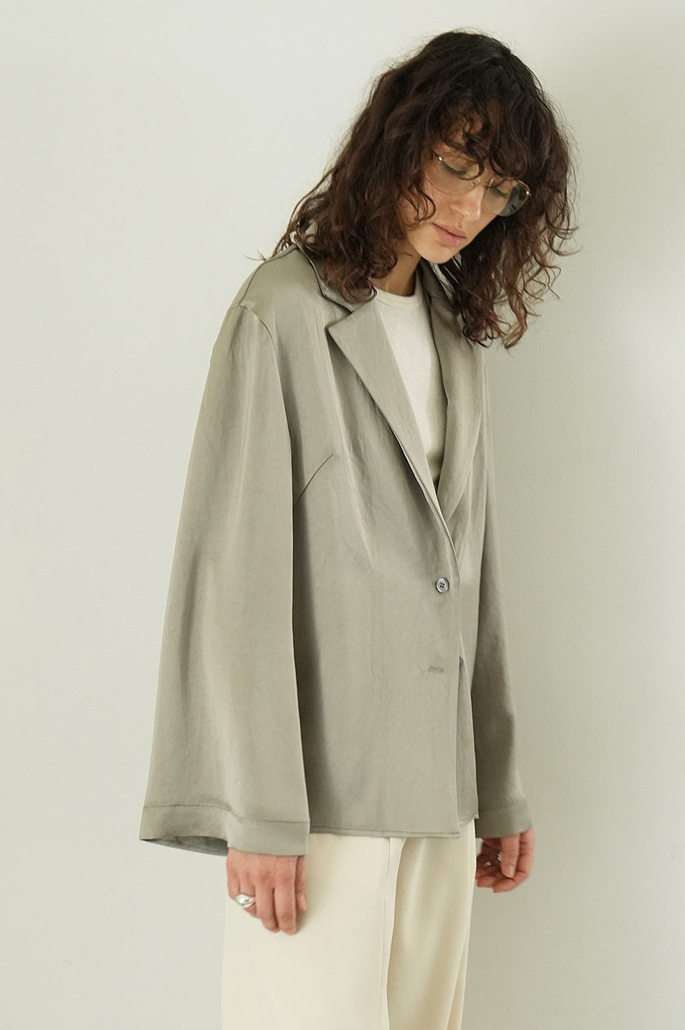 tailored satin shirt