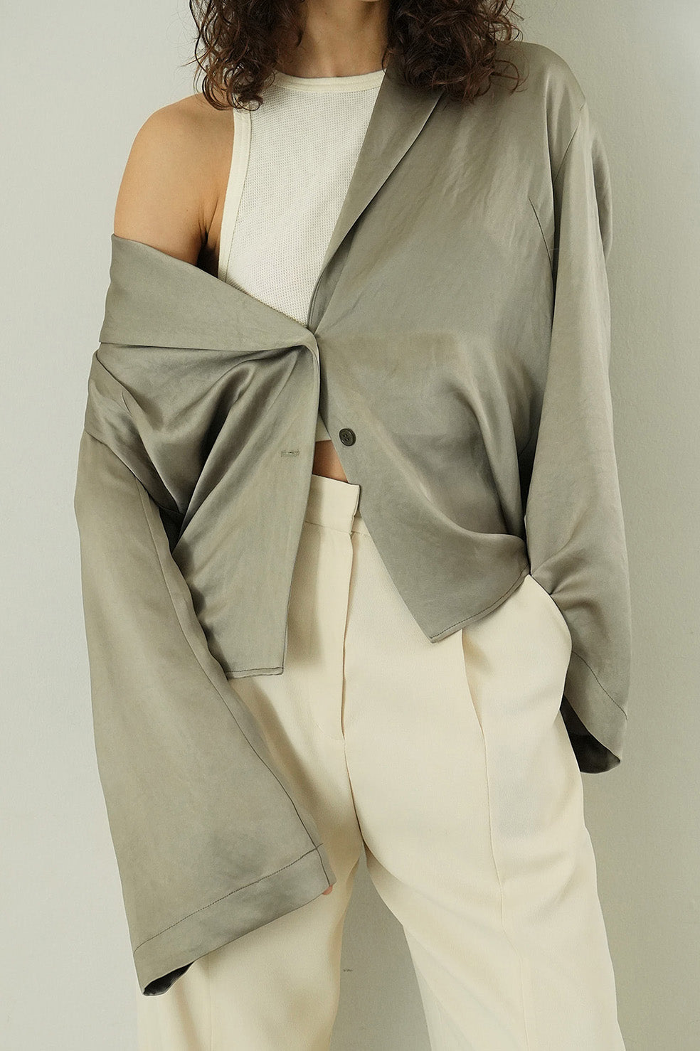 tailored satin shirt