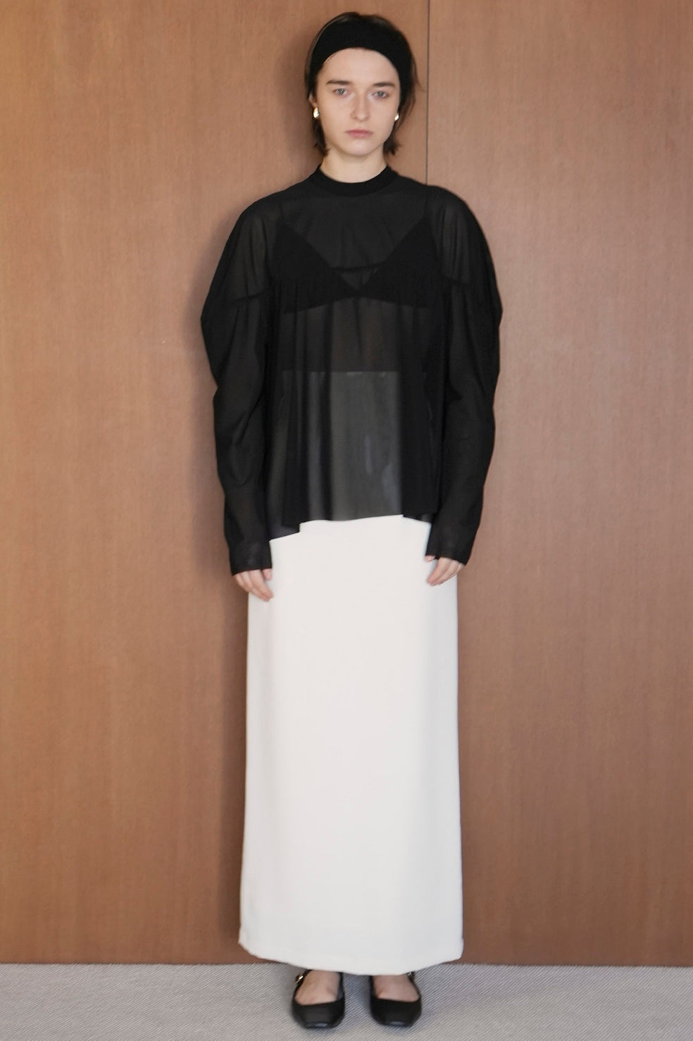 sheer mesh curve sleeve tops