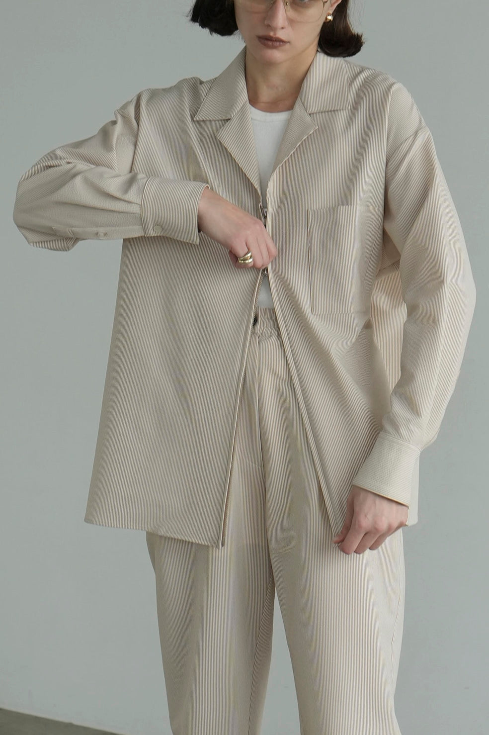 sucker stripe zip shirt