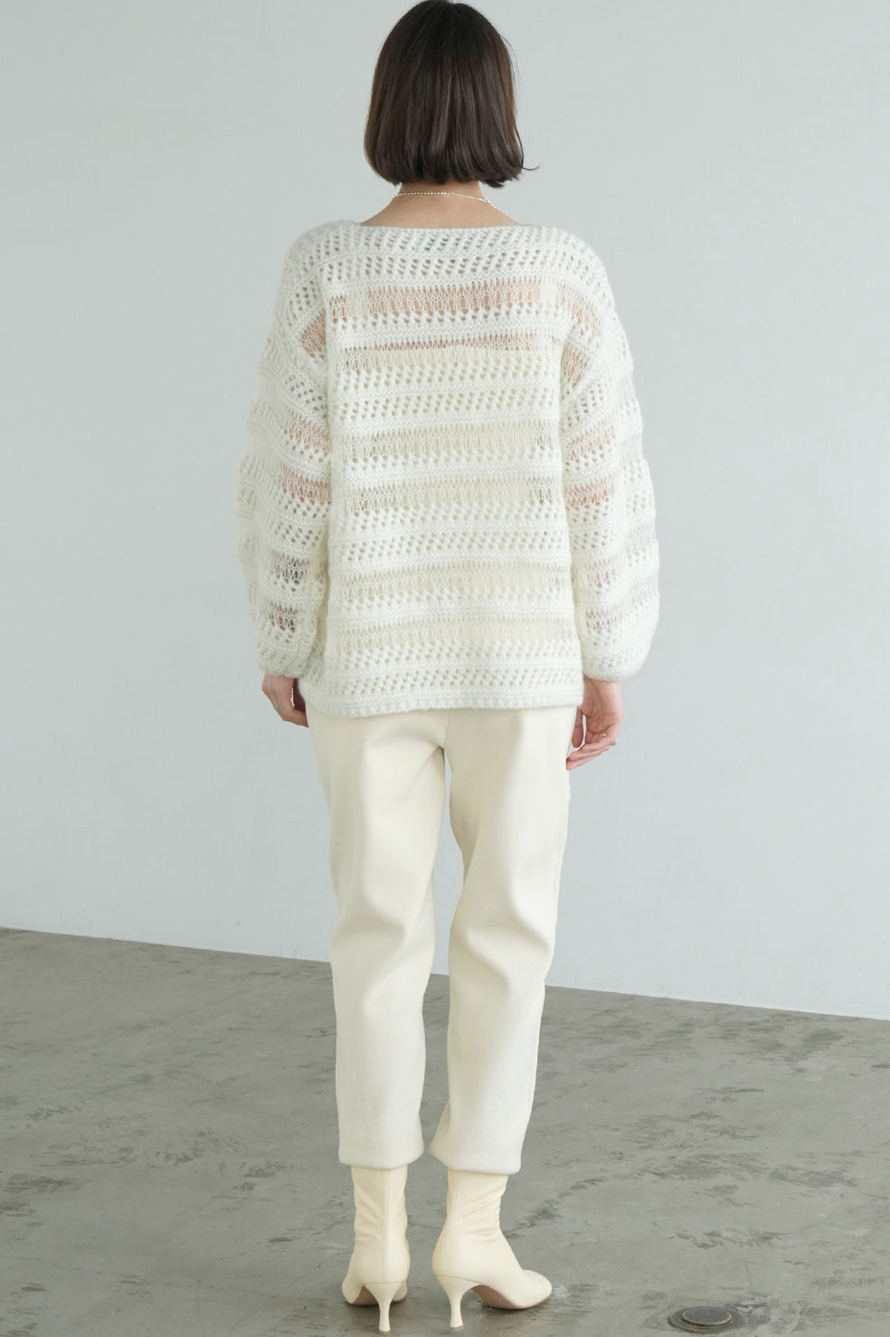 sheer border mohair knit