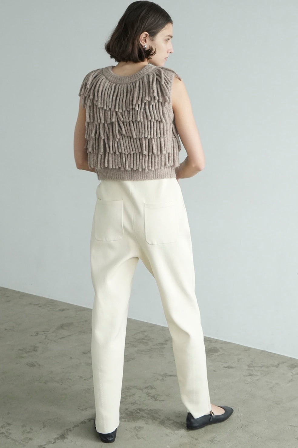 w face fringe knit vest