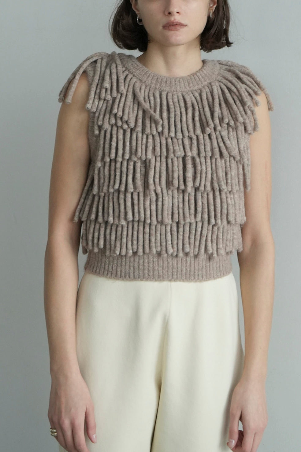 w face fringe knit vest