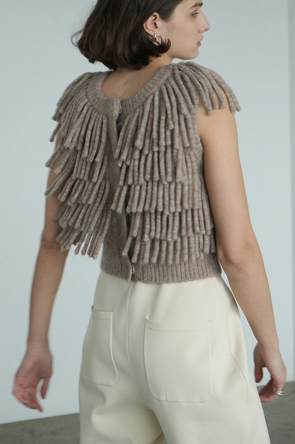 w face fringe knit vest