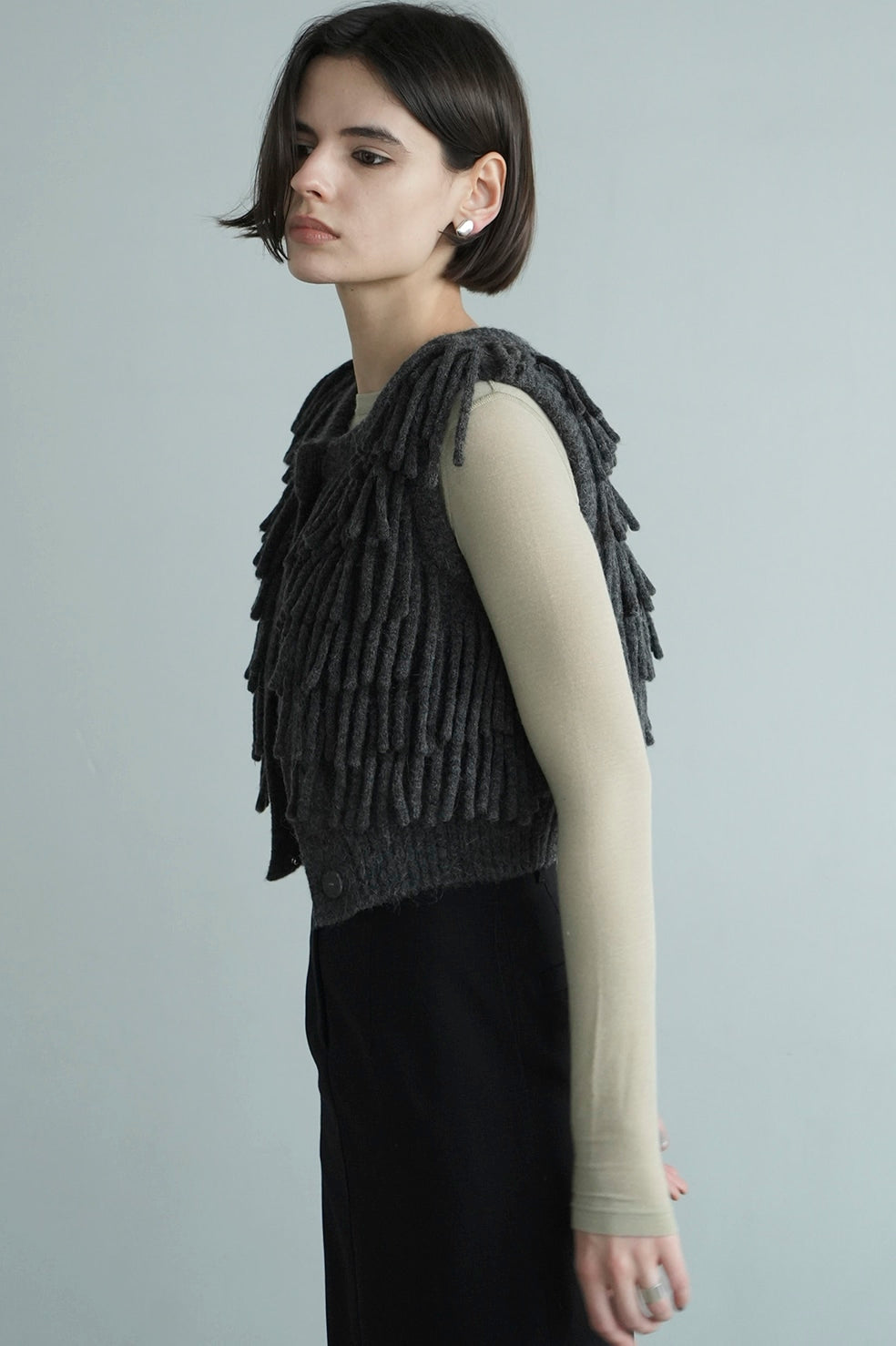 w face fringe knit vest