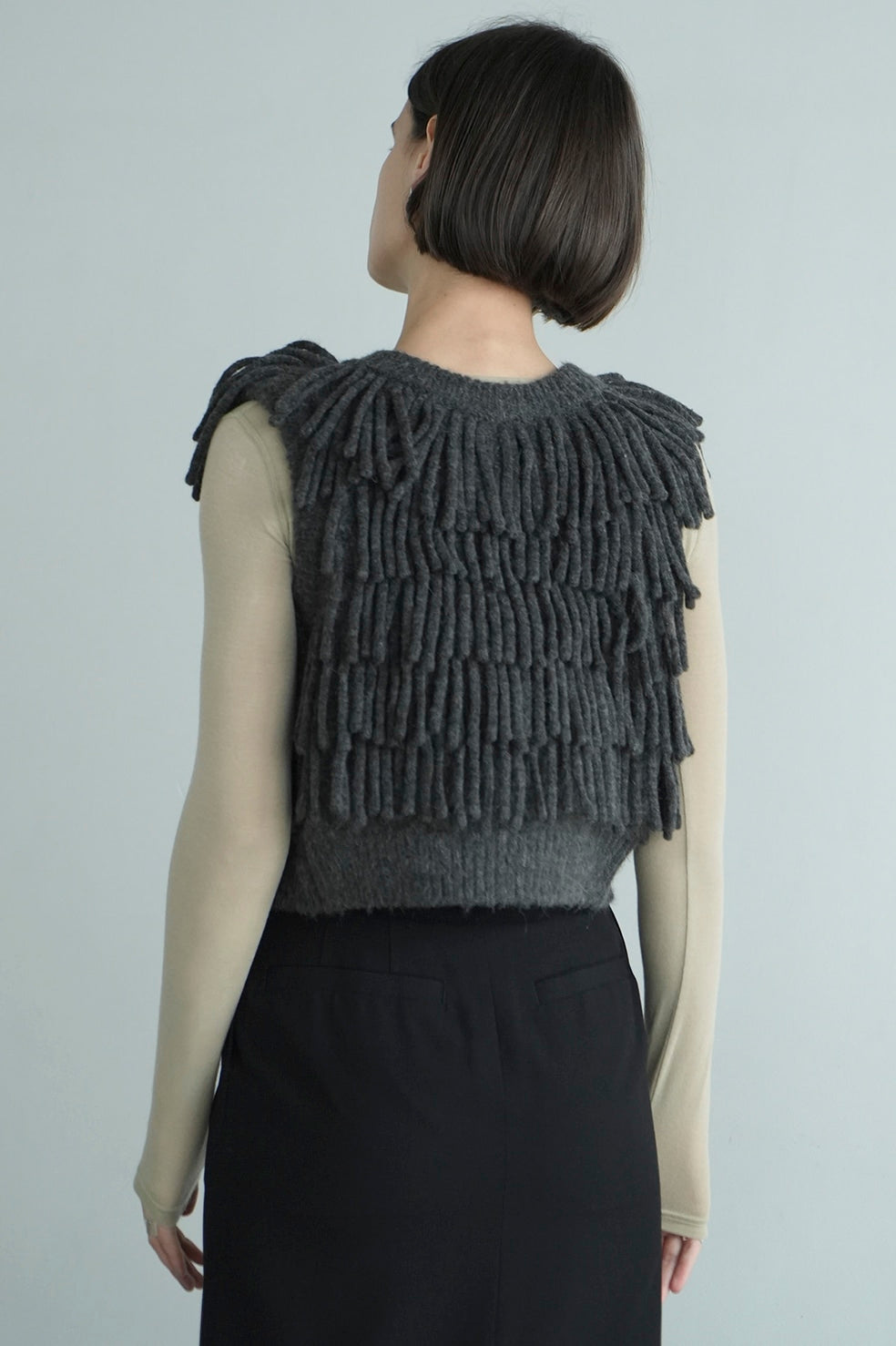 w face fringe knit vest