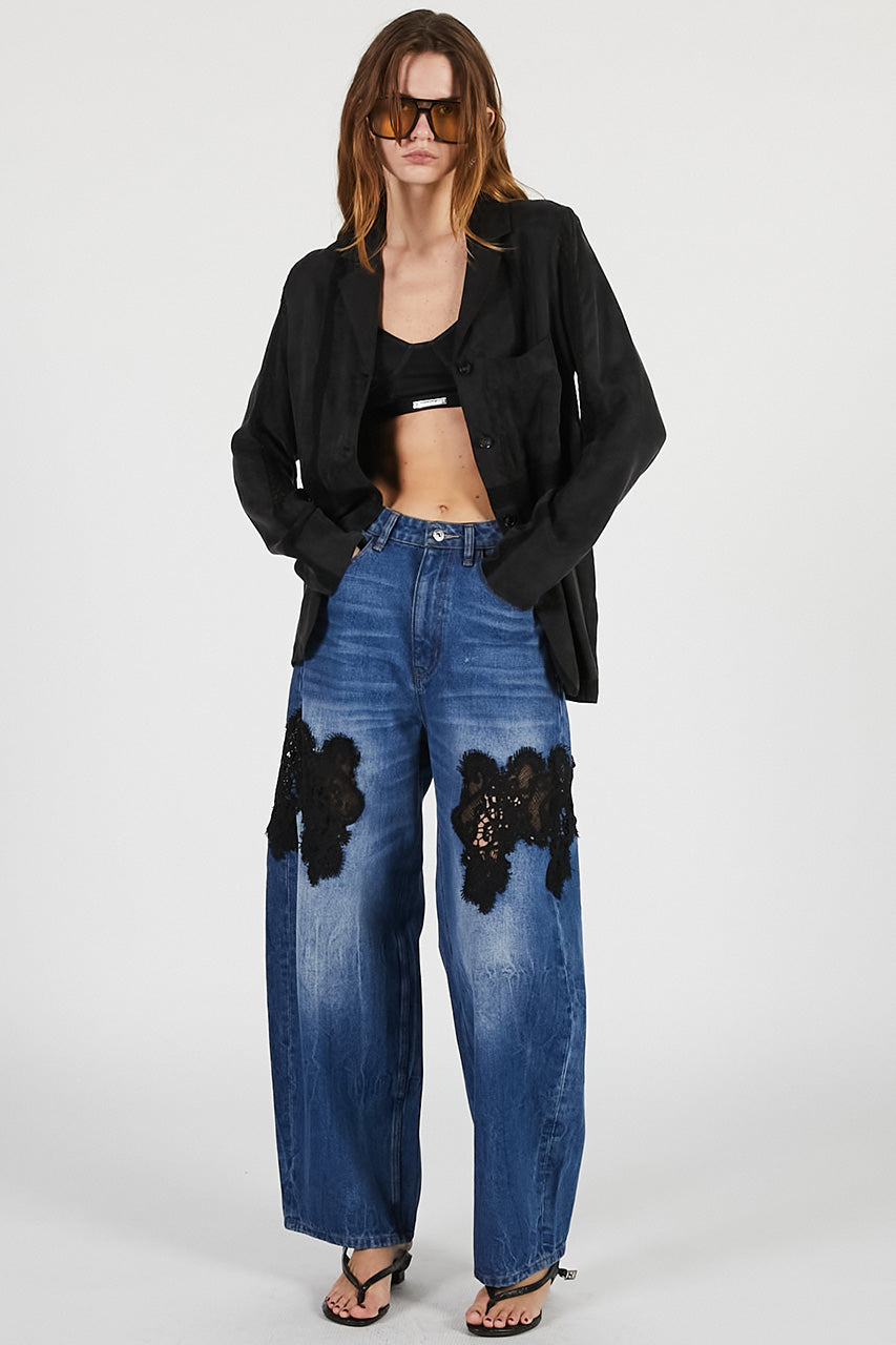lace embroidery denim