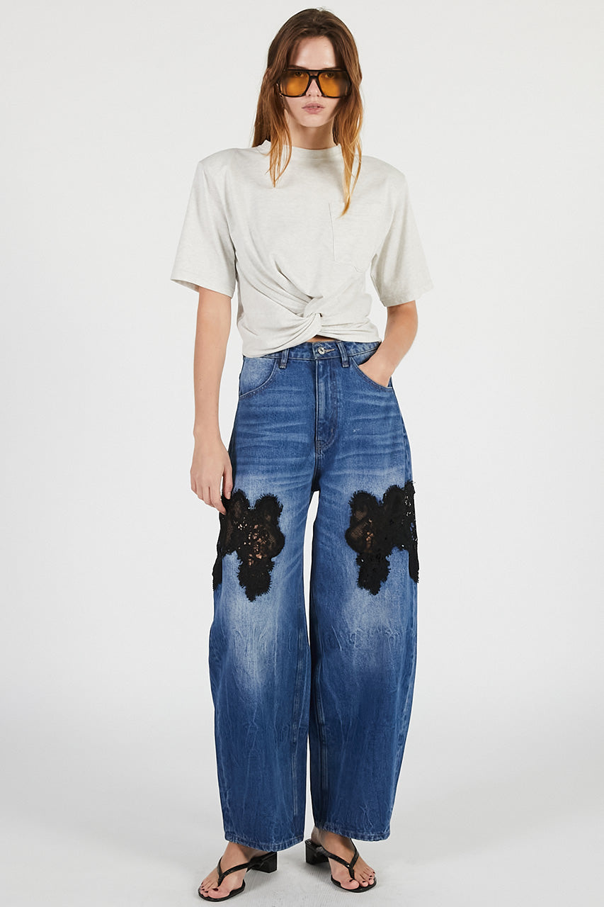 lace embroidery denim