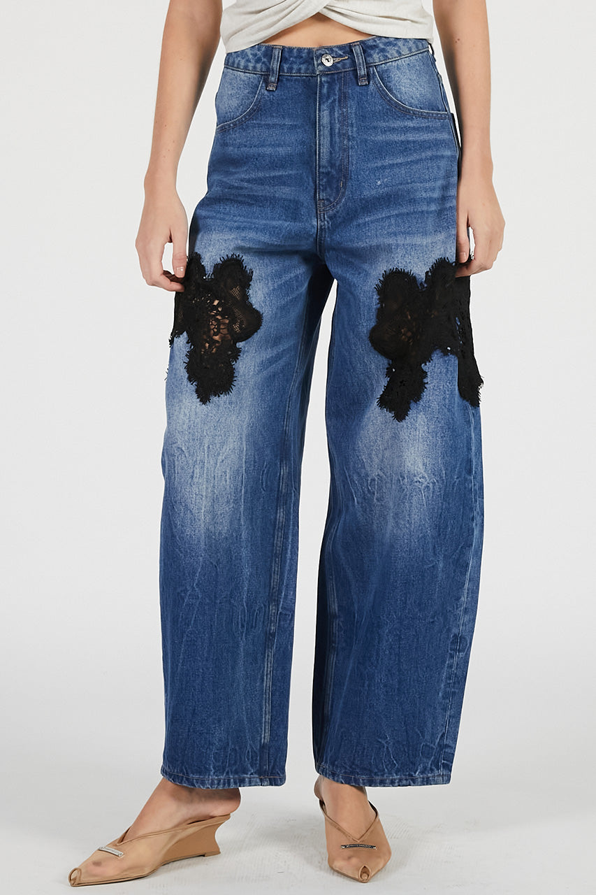 lace embroidery denim