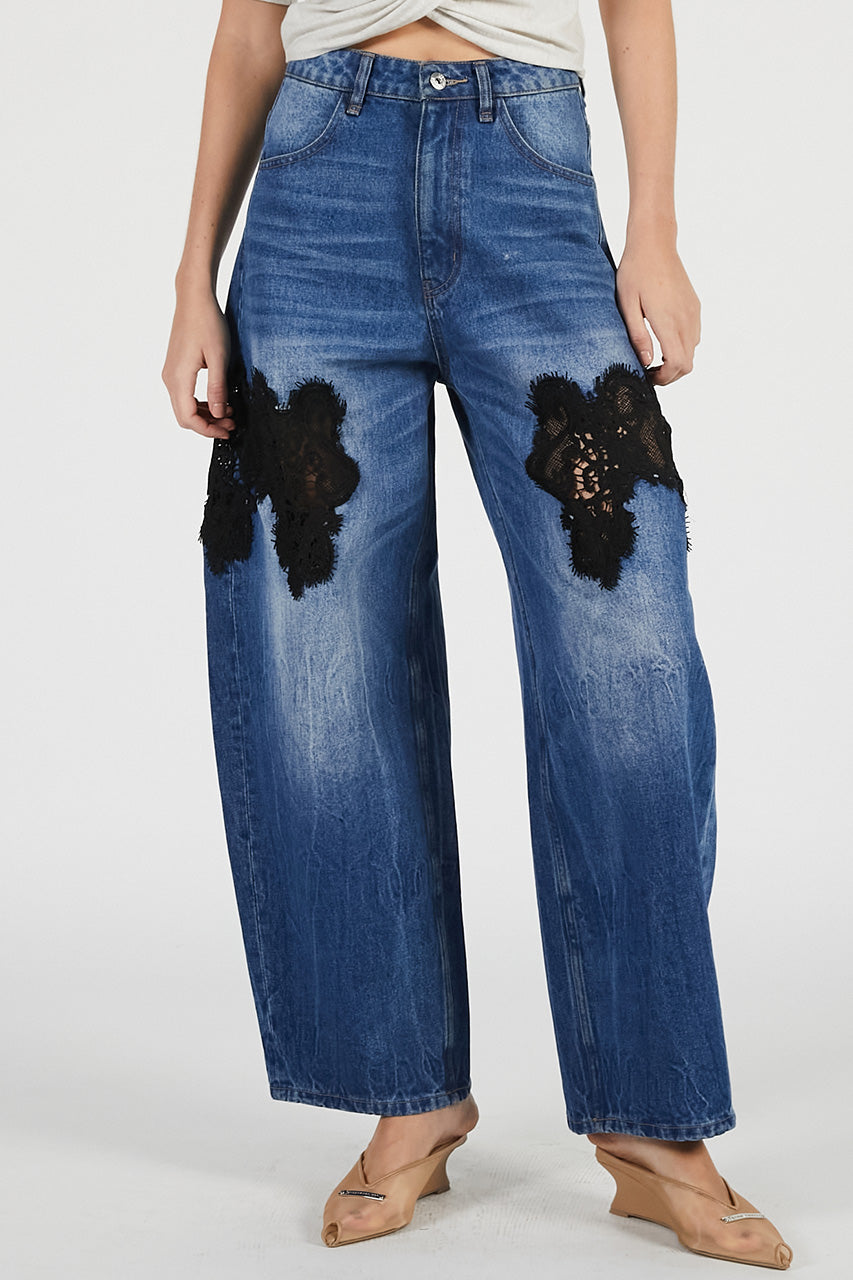 lace embroidery denim