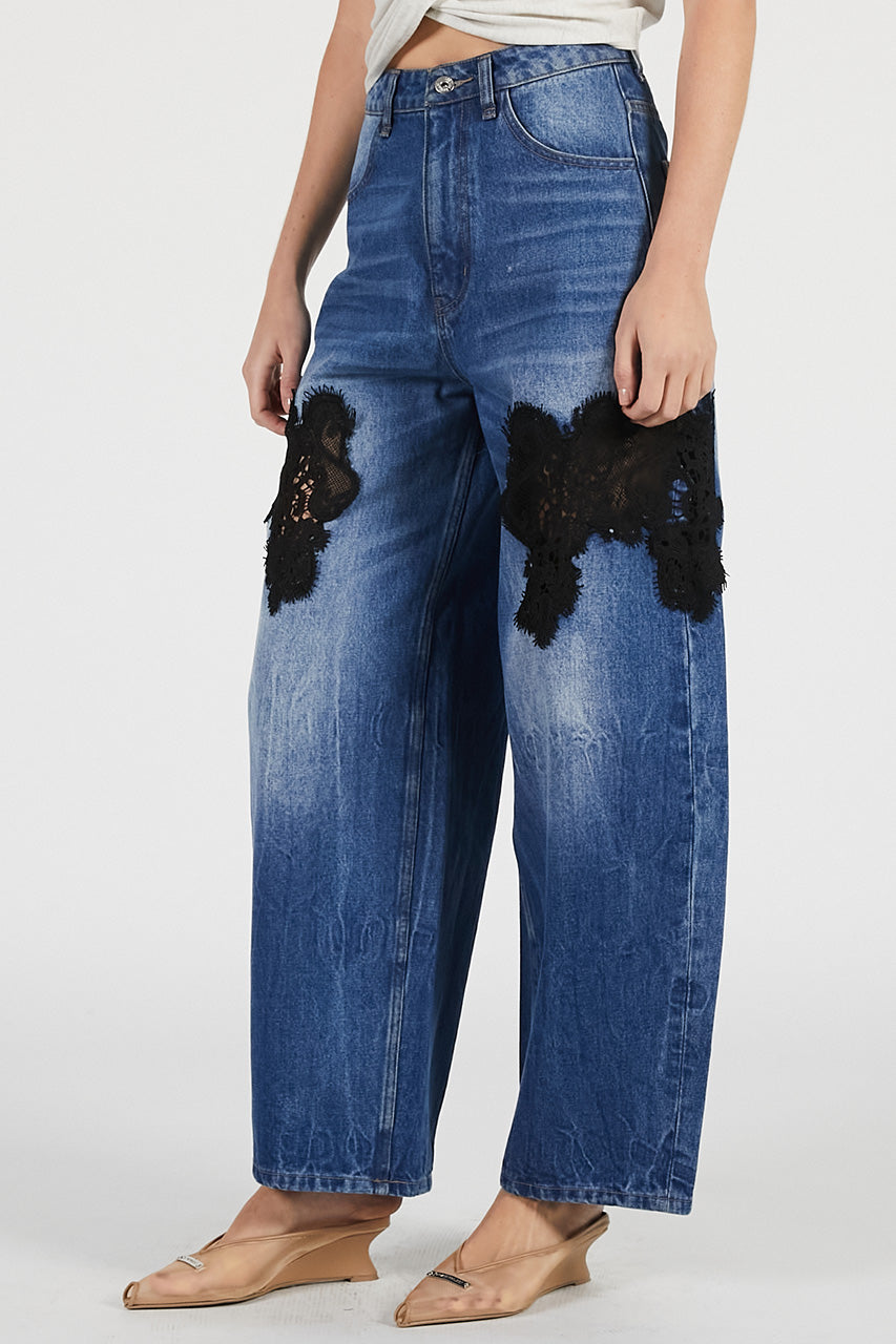lace embroidery denim