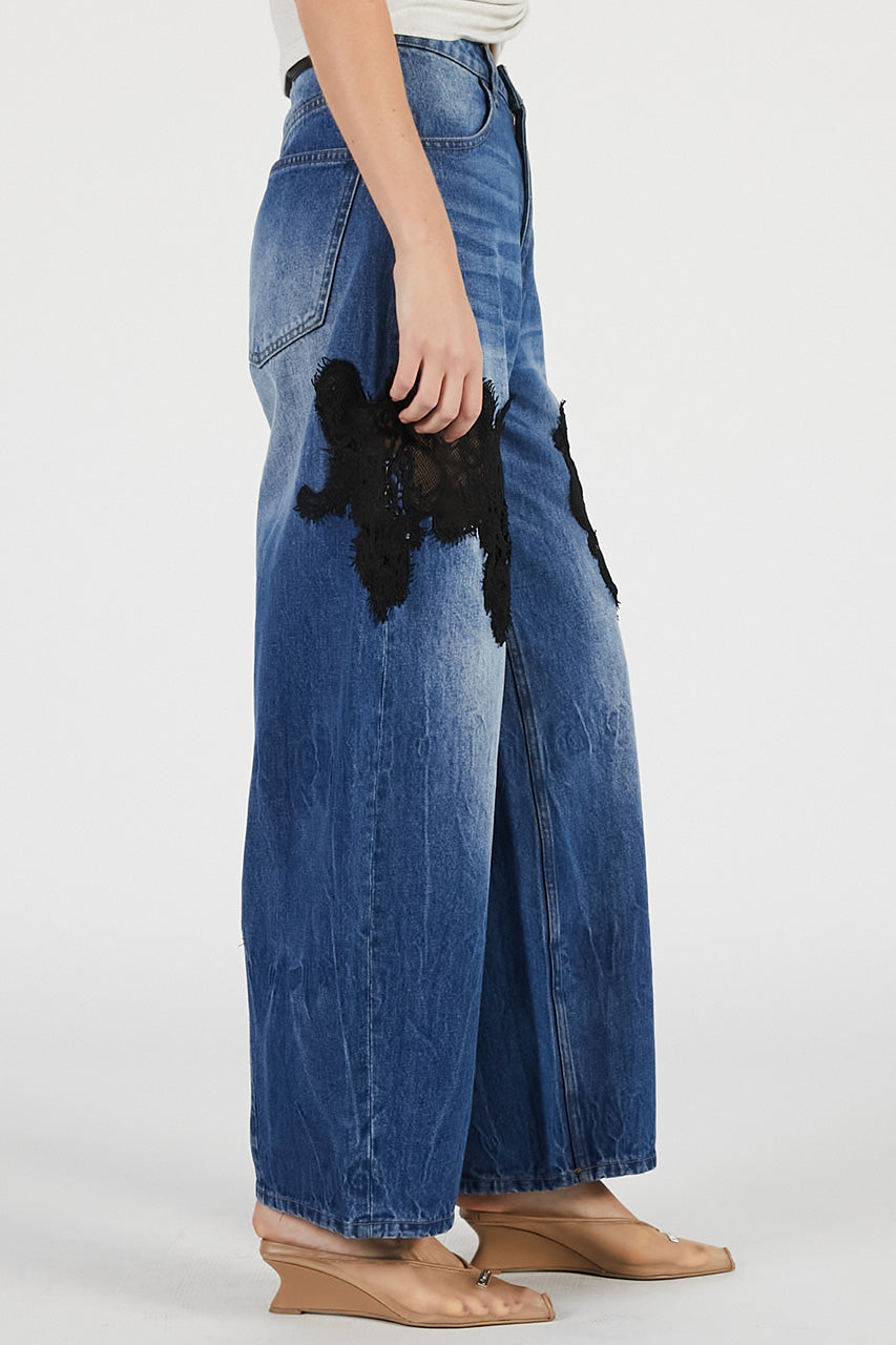 lace embroidery denim