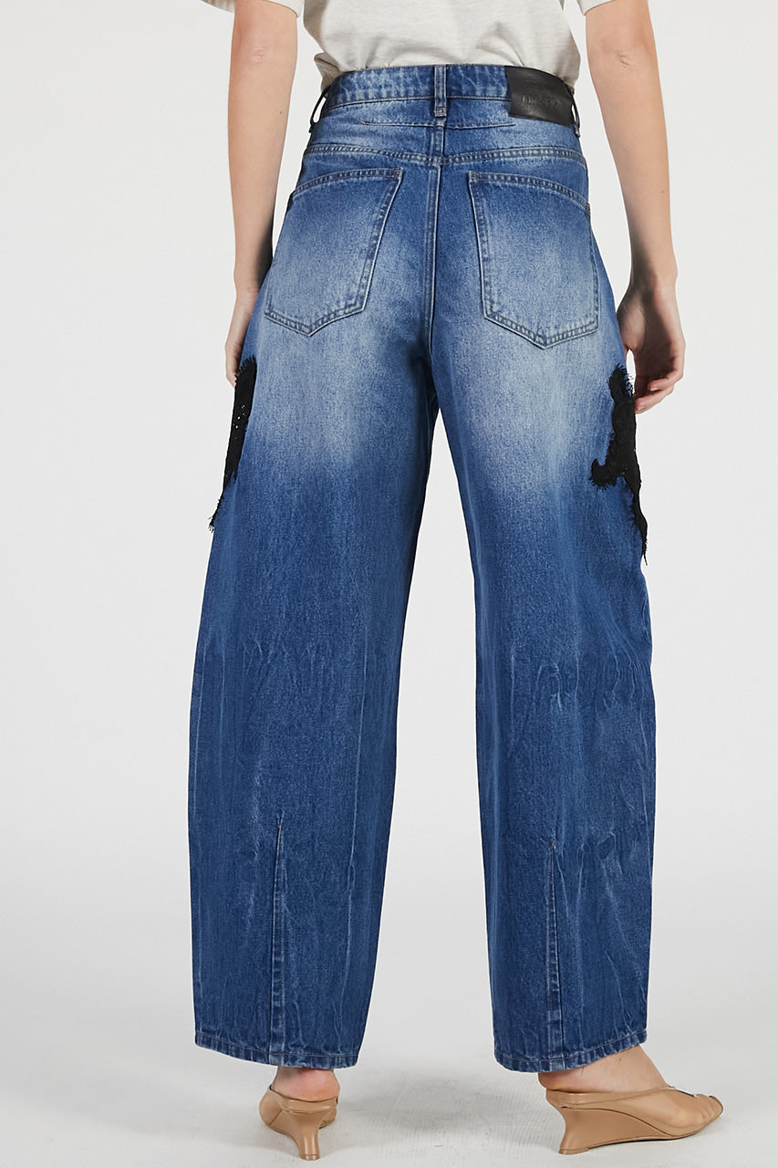 lace embroidery denim