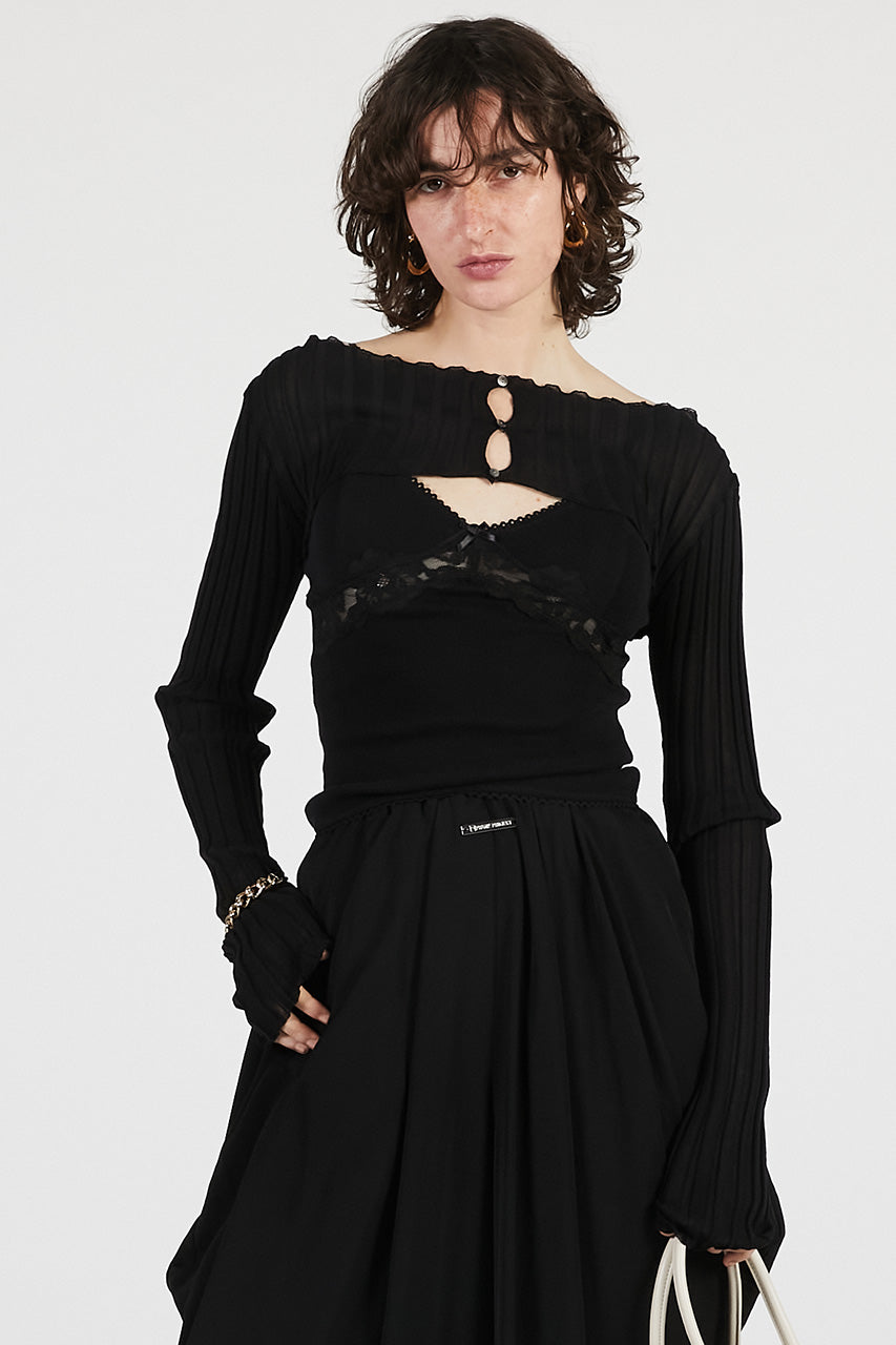 2way sheer rib bolero
