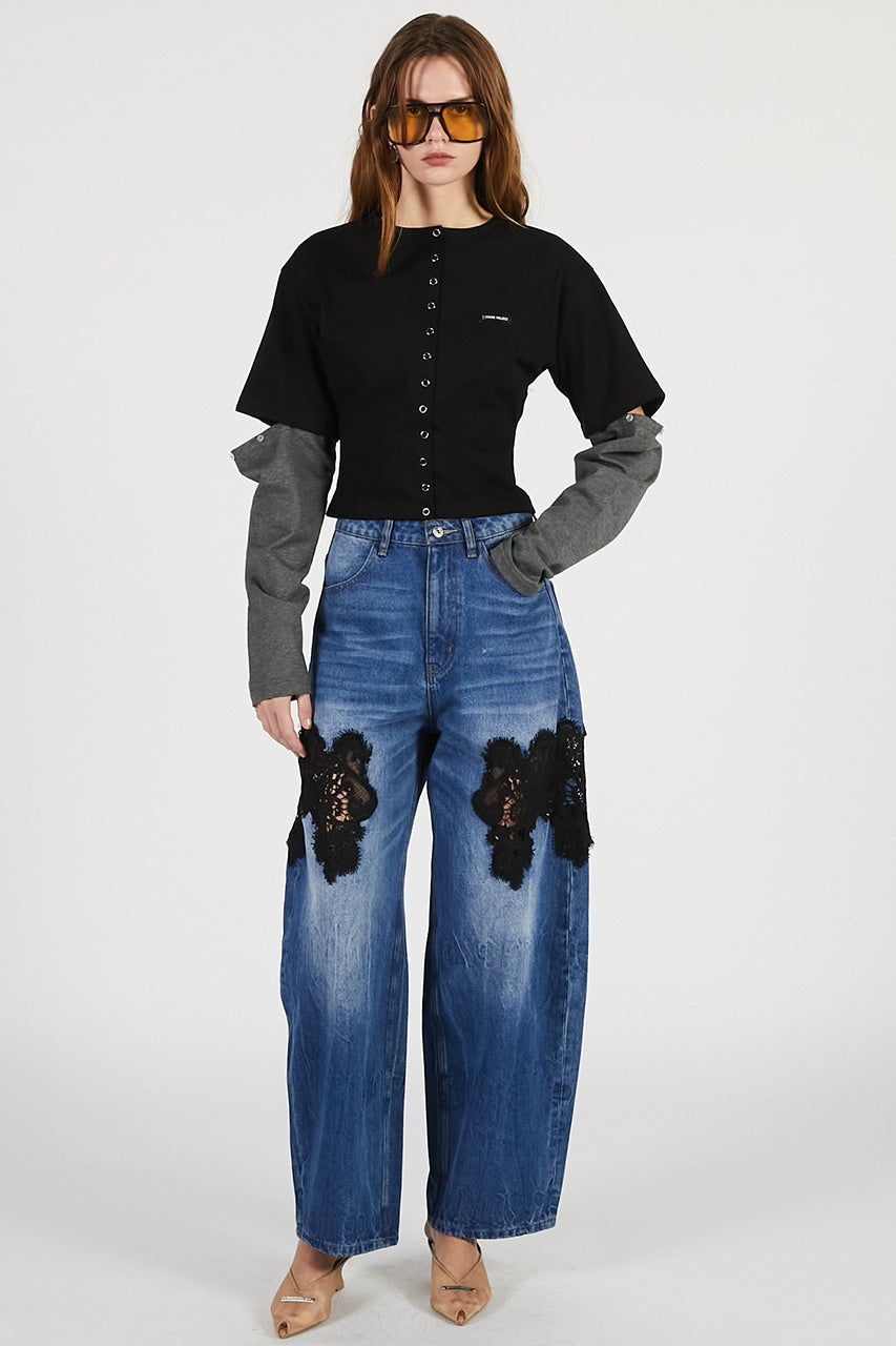 lace embroidery denim