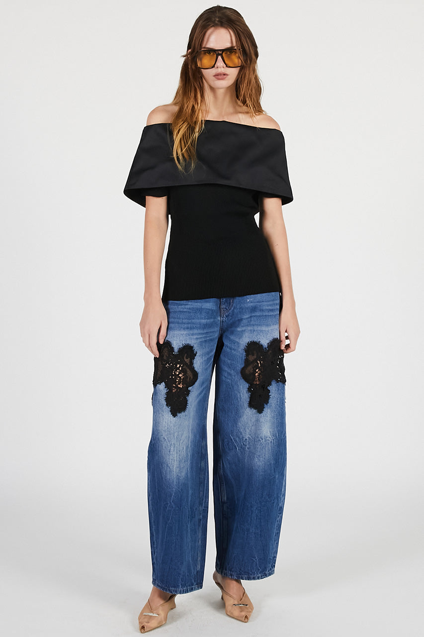 lace embroidery denim