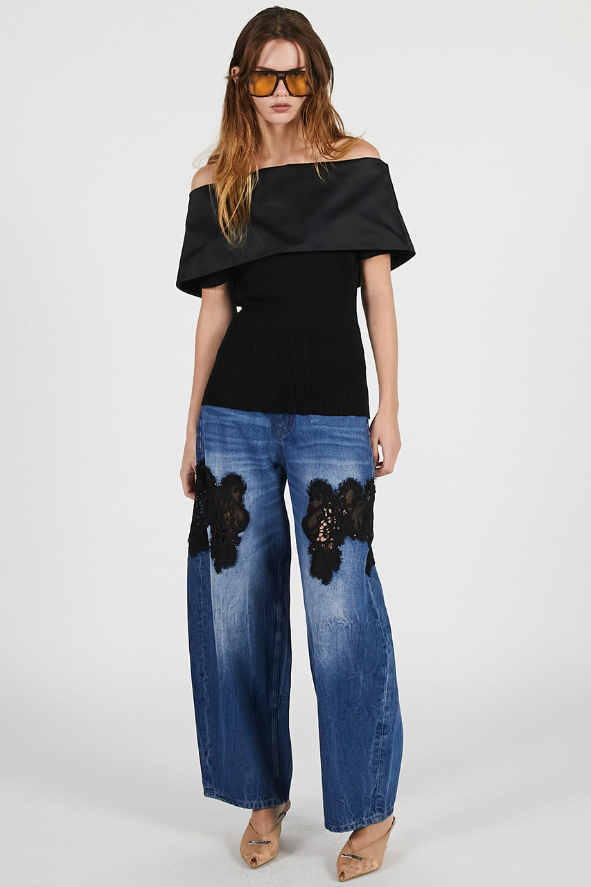 lace embroidery denim
