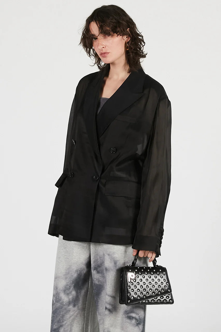 silk blend sheer jacket