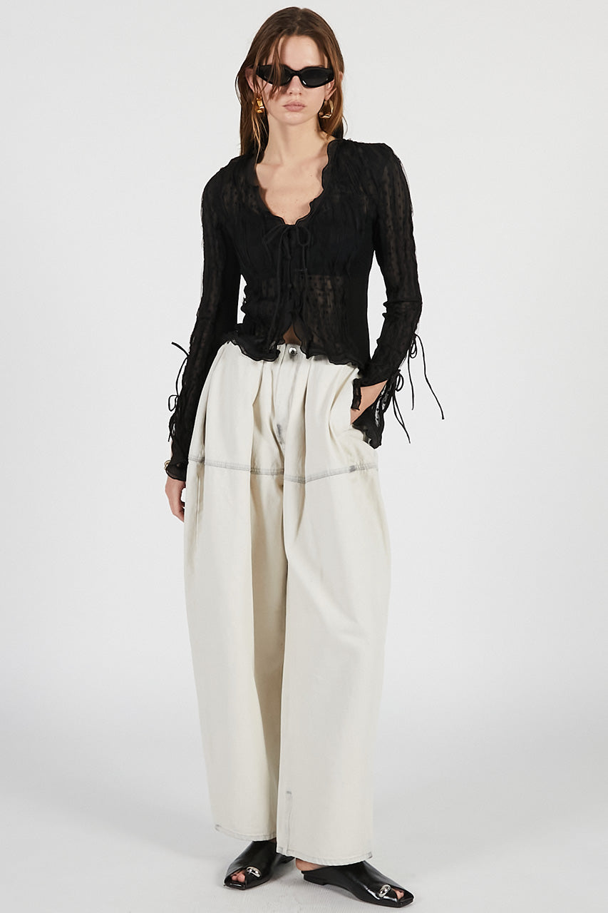 sheer dot slim shirt