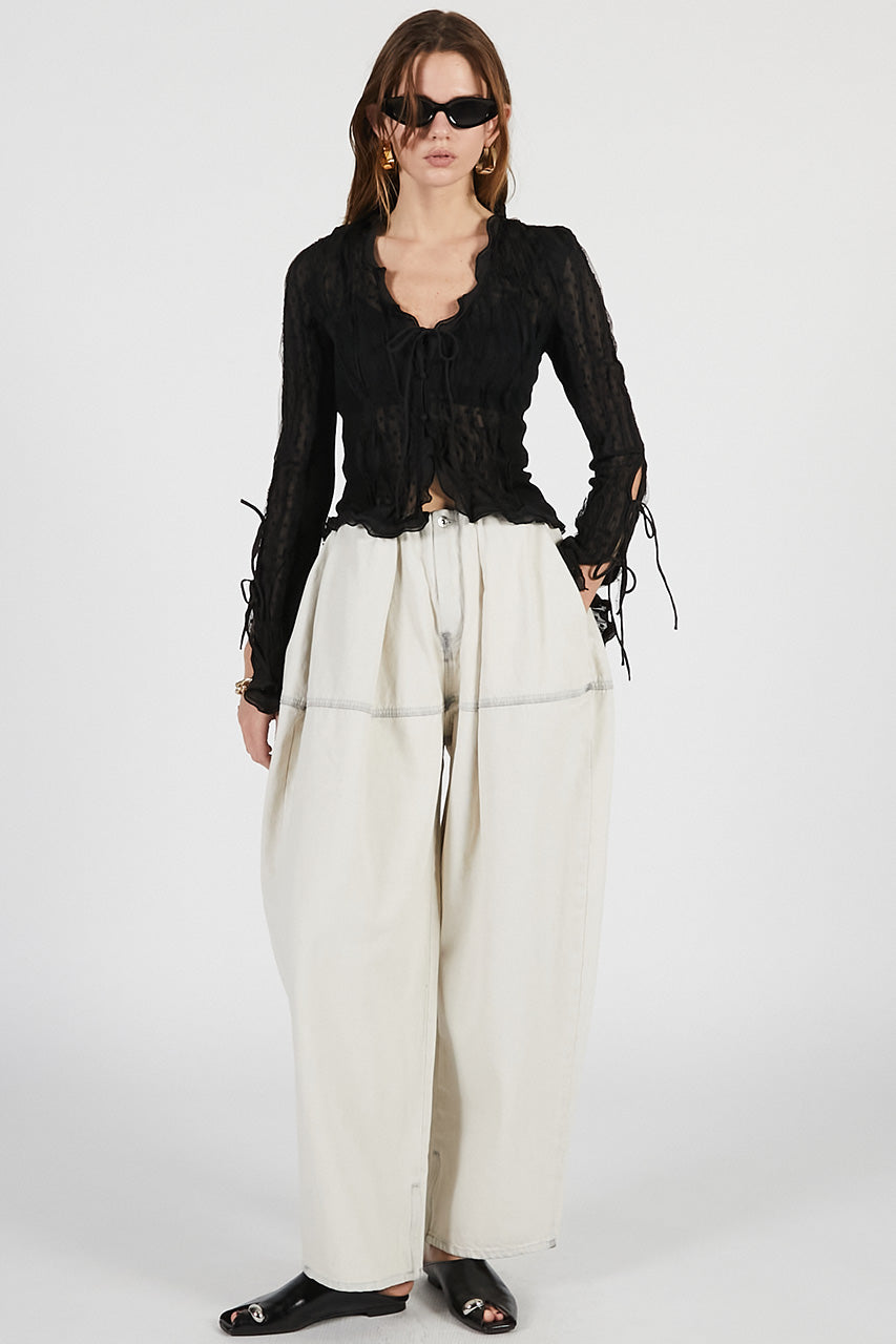 sheer dot slim shirt