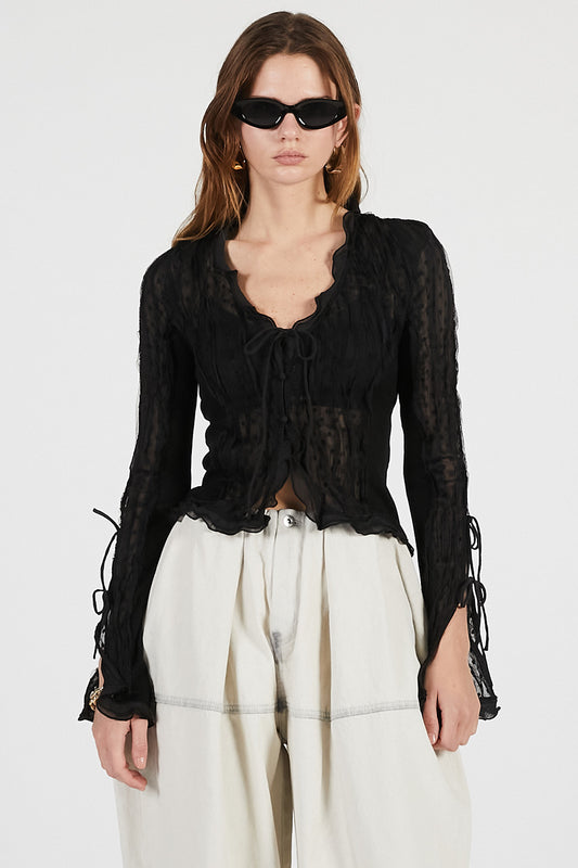 sheer dot slim shirt