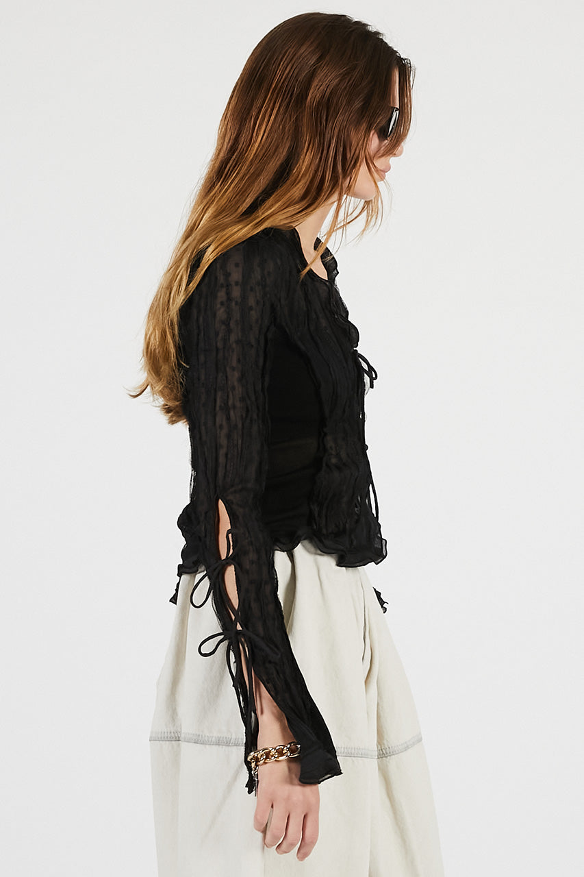 sheer dot slim shirt