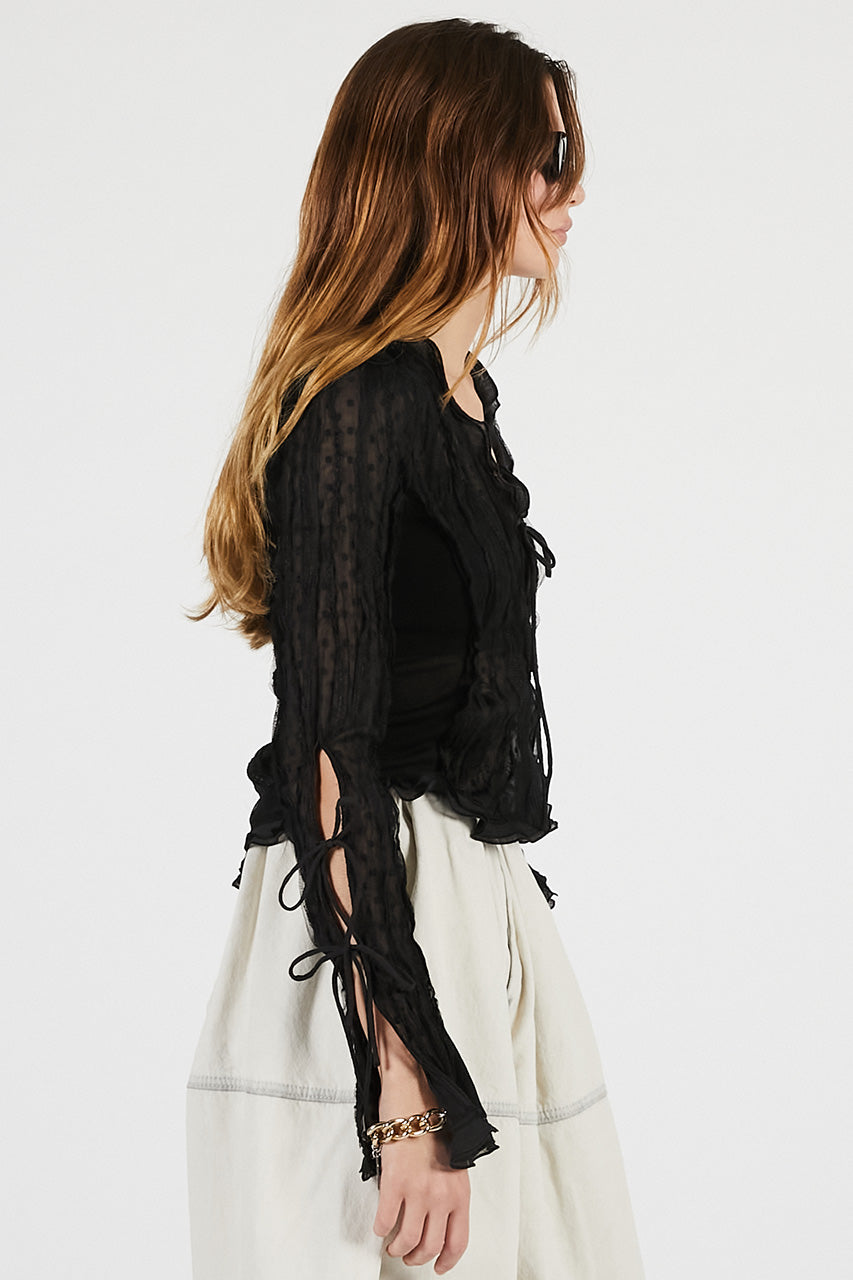 sheer dot slim shirt