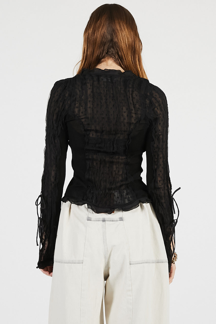 sheer dot slim shirt