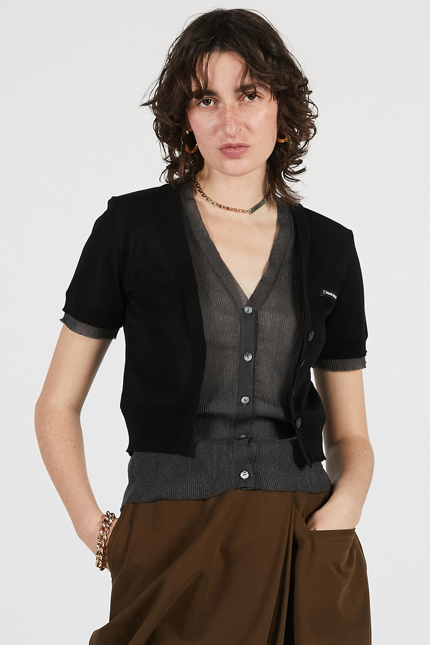 double front knit cardigan