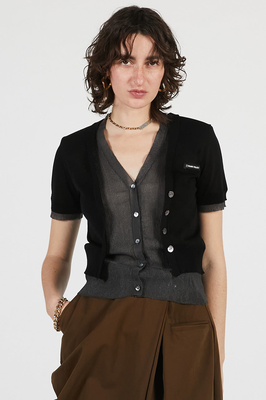 double front knit cardigan