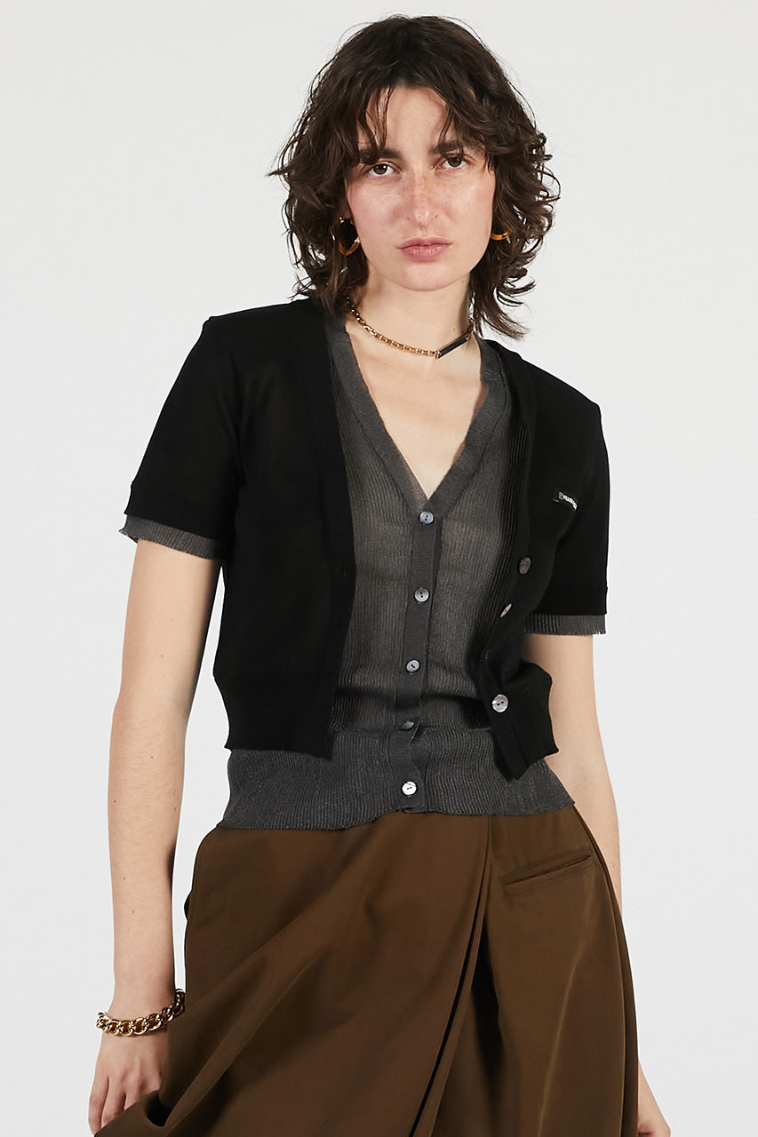 double front knit cardigan