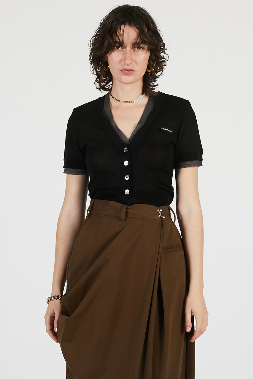 double front knit cardigan