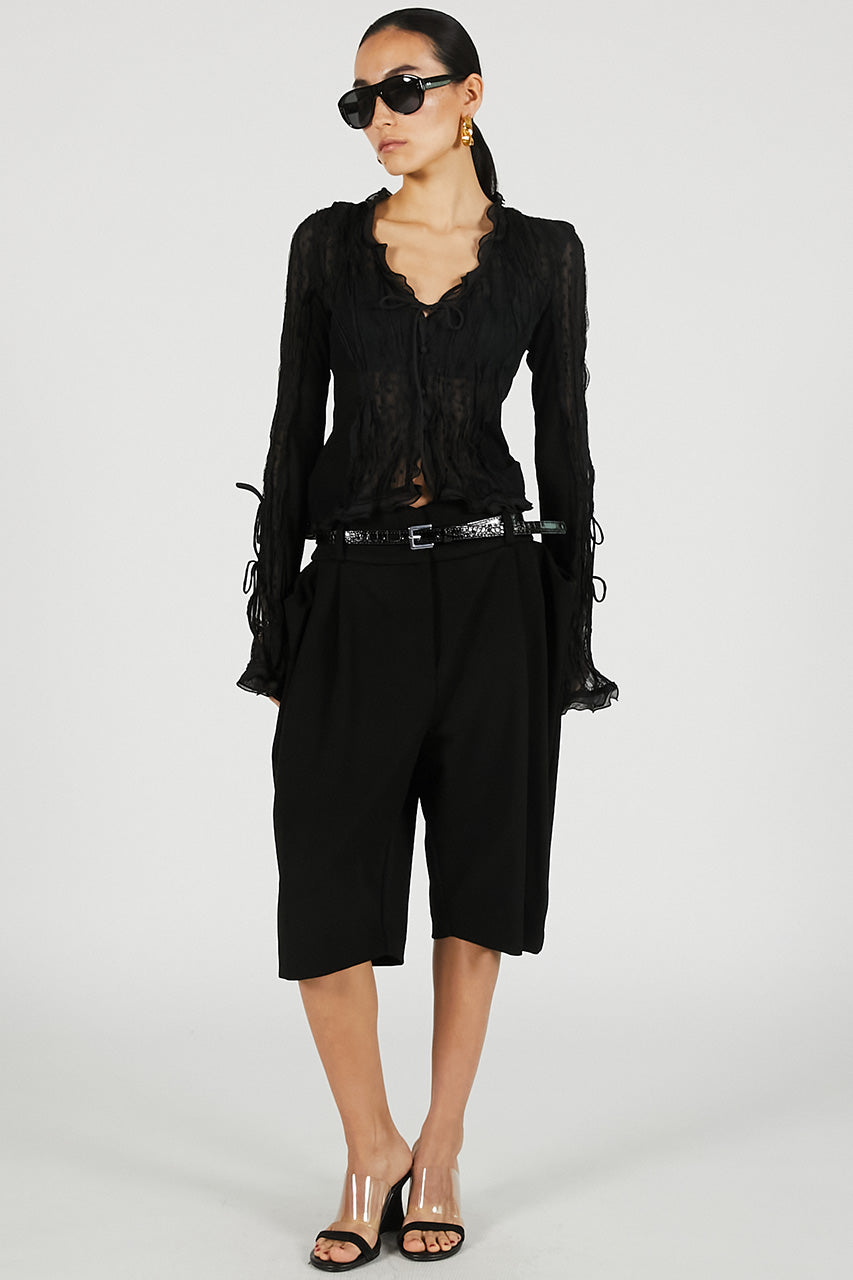 sheer dot slim shirt