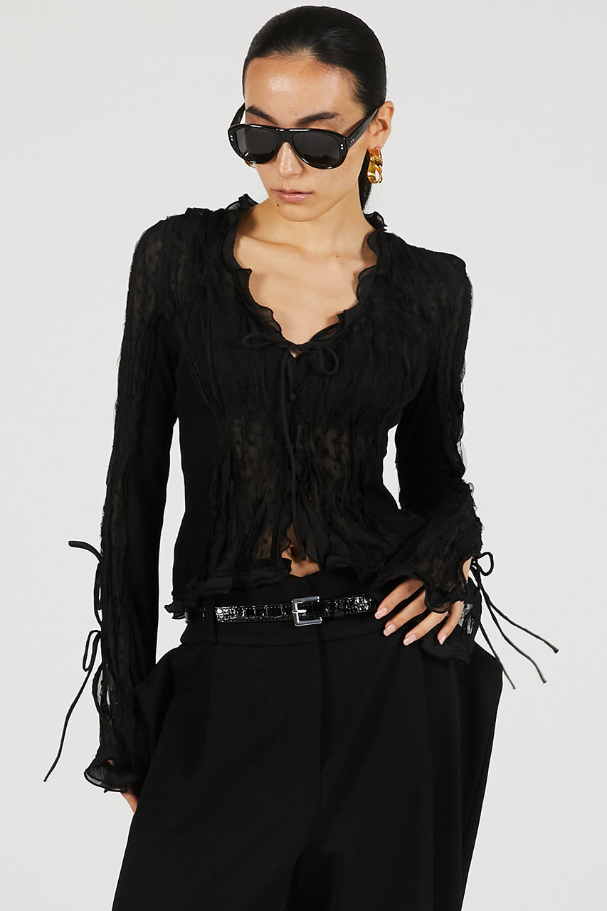 sheer dot slim shirt