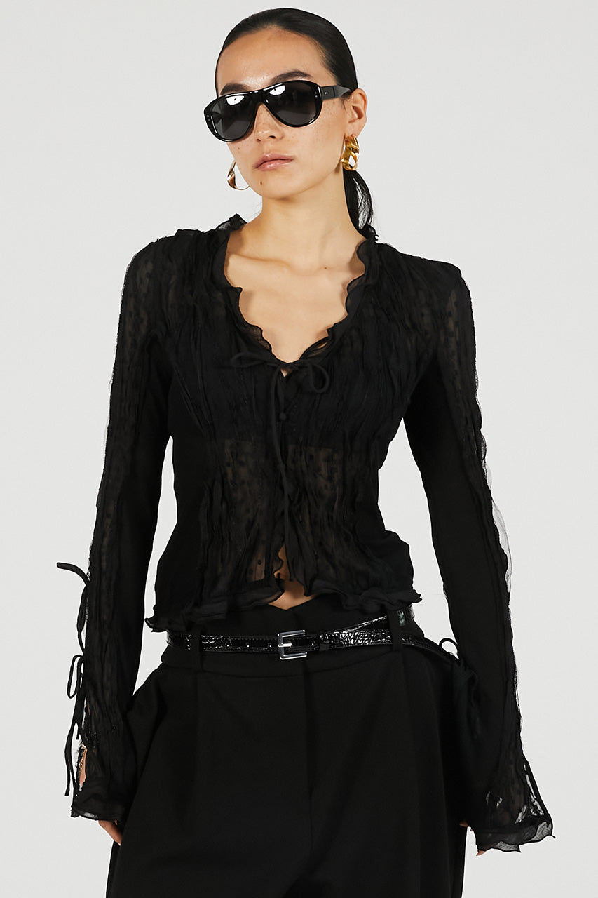sheer dot slim shirt