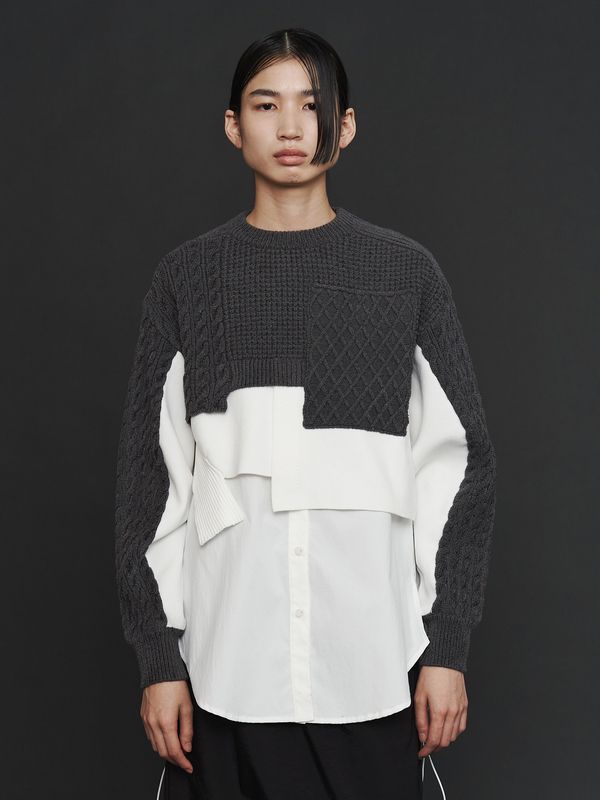 cable layer short knit top