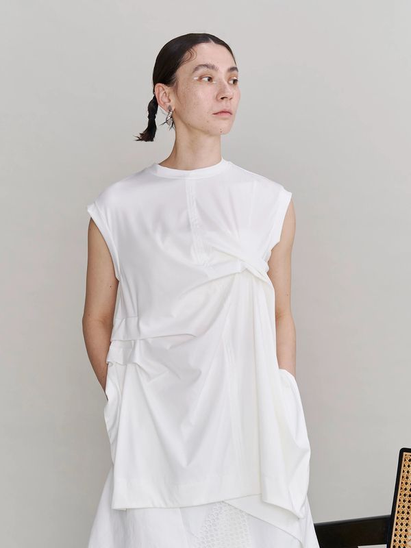 tuck drape sleeveless top