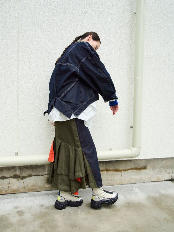 ma-1 docking denim skirt