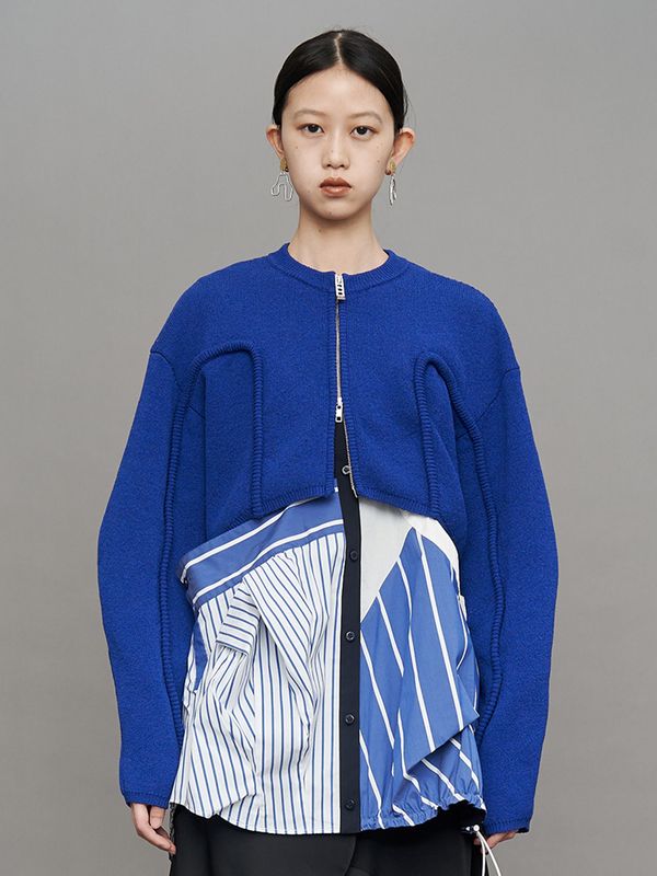 cord line short cardigan