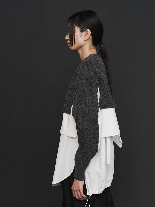 cable layer short knit top