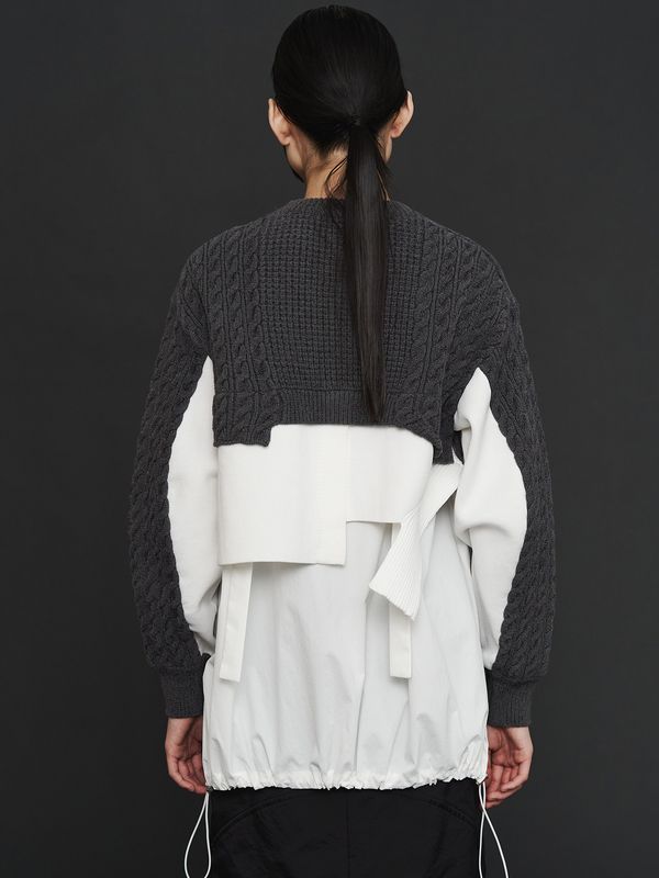 cable layer short knit top